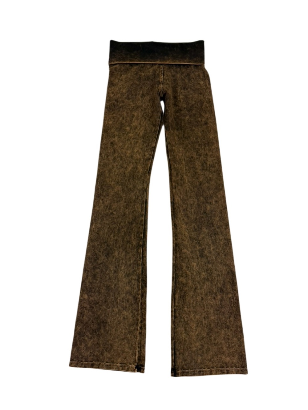 T Party Fold Over Waist Boot Cut Yoga Pants Brown Size Small
